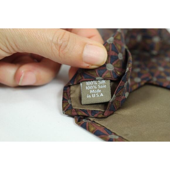 Calvin Klein Mens Silk‎ Tie Multi Color Geometric Navy Burgundy Gray - Picture 5 of 6